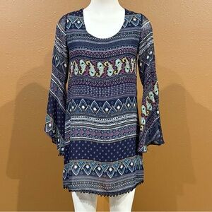Dee Elle Navy Blue Boho Tunic